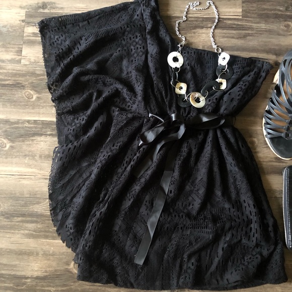Lovely Rachel Black One Arm Lace Dress size S - Picture 4 of 8